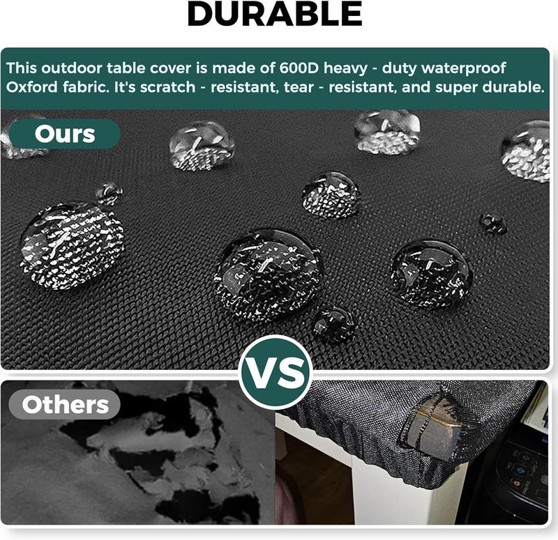 SUNICO Outdoor Round Table Cover 48" Dia, Patio Table Cover Round for Patio Circle Coffee Table & Dining Table & Picnic Table.Windproof, Waterproof, Stain-Resistant, Durable Table Cover - Image 5
